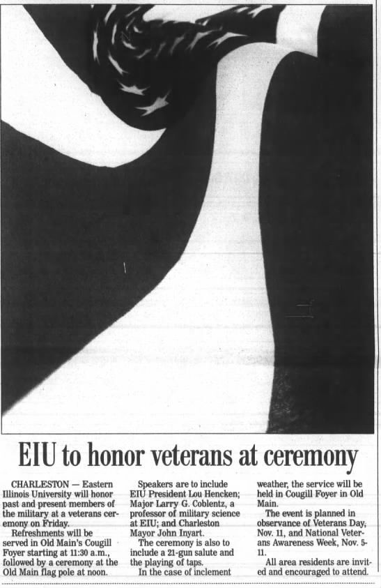 EIU to honor veterans at ceremony